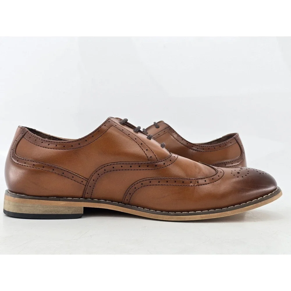 Stacy Adams Wingtip Oxfords Mens 6 Brown Brogue Dress Shoes -Good